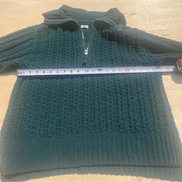 Aerie XS green knit three-quarter collared zip up comfy thick fall winter cozy - Picture 4 of 7